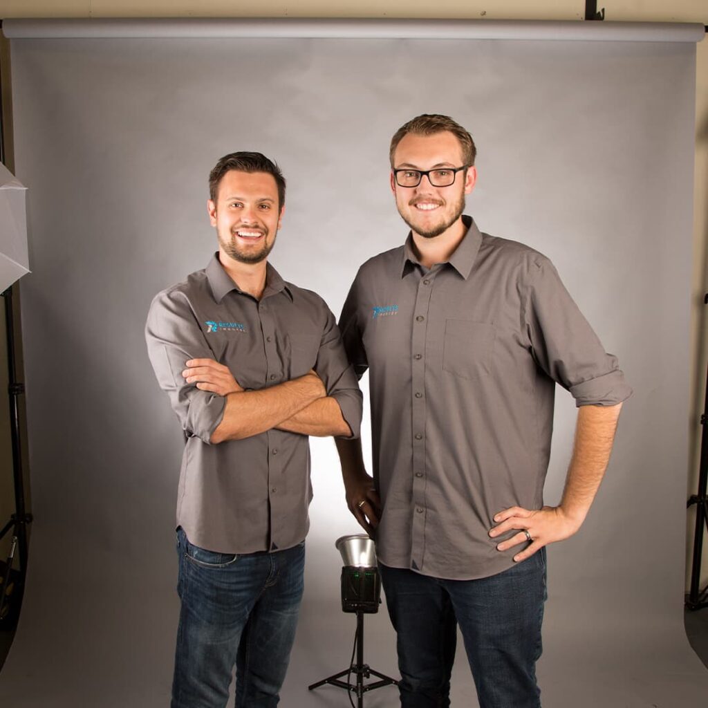 A photo of Kyle Nelson and Eli Libby is captured. They are the co-founders of Results Imagery and the BizBros company. Kyle and Eli are featured on the practice of the practice, a therapist podcast.