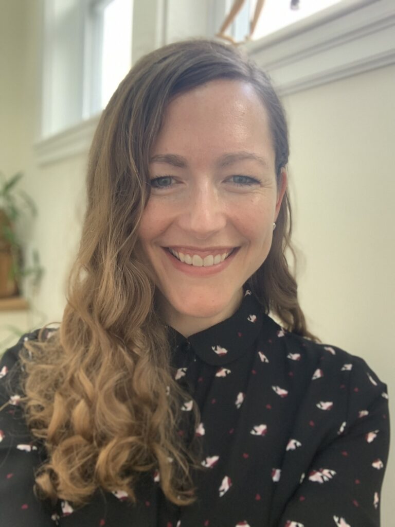 A photo of Christie Jacobson is captured. She is a licensed counselor and the founder of the Back To Good Counseling practice. Christie is featured on the Practice of the Practice, a therapist podcast.