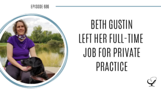 A photo of Beth Gustin is captured. Beth Gustin is featured on Practice of the Practice, a therapist podcast.