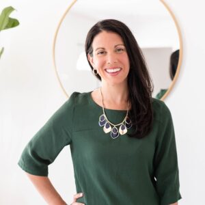 A photo of Jamie Van Cuyk is captured. She is the owner and lead strategist of Growing Your Team, and is an expert in hiring and onboarding teams within small businesses. Jamie is featured on the Practice of the Practice, a therapist podcast.